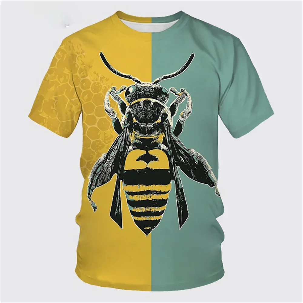 

Bee Pattern 3D Printed Summer Men's Round Neck T-shirt Casual Short Sleeve Oversized Pullover Fashion Streetwear Men Clothing
