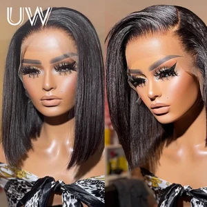 Short Bob Lace Front Wigs 13x4 Transparent Straight Human Hair Wig For Women Pre Plucked 4x4 Closure in Pakistan
