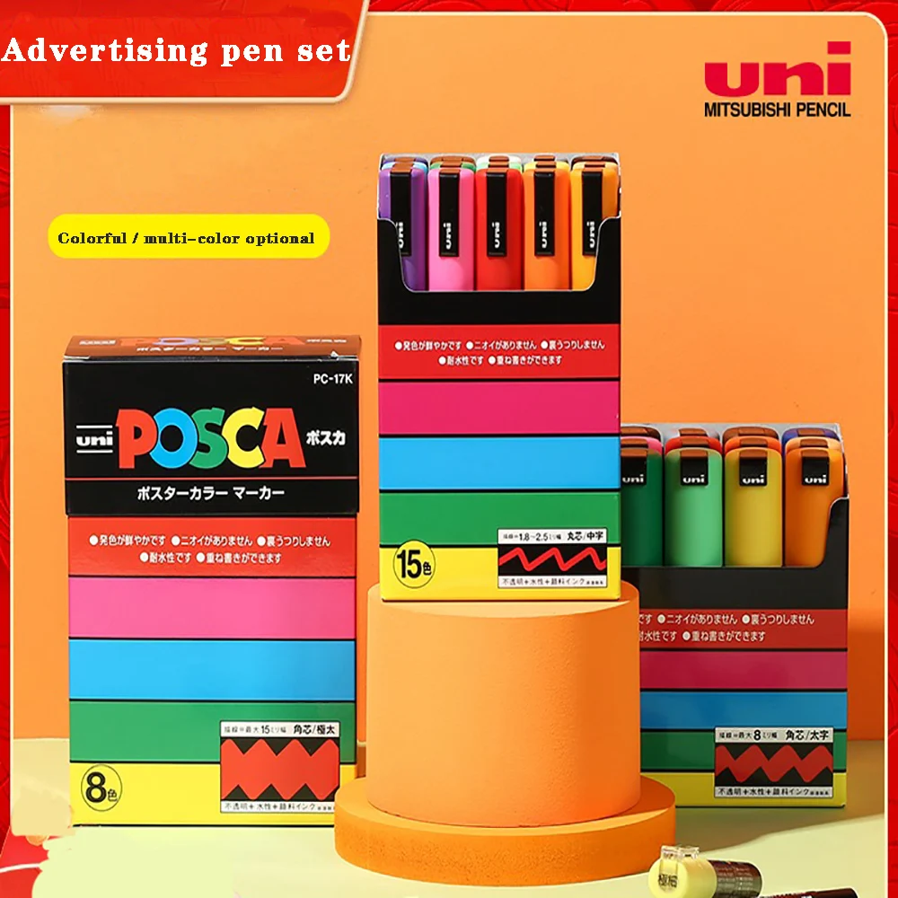 UNI POSCA Marker Kit Hand Drawn Comic Drawing Pop and Poster Waterborne Advertising Pen for Poster PC-1M, PC-3M, PC-5