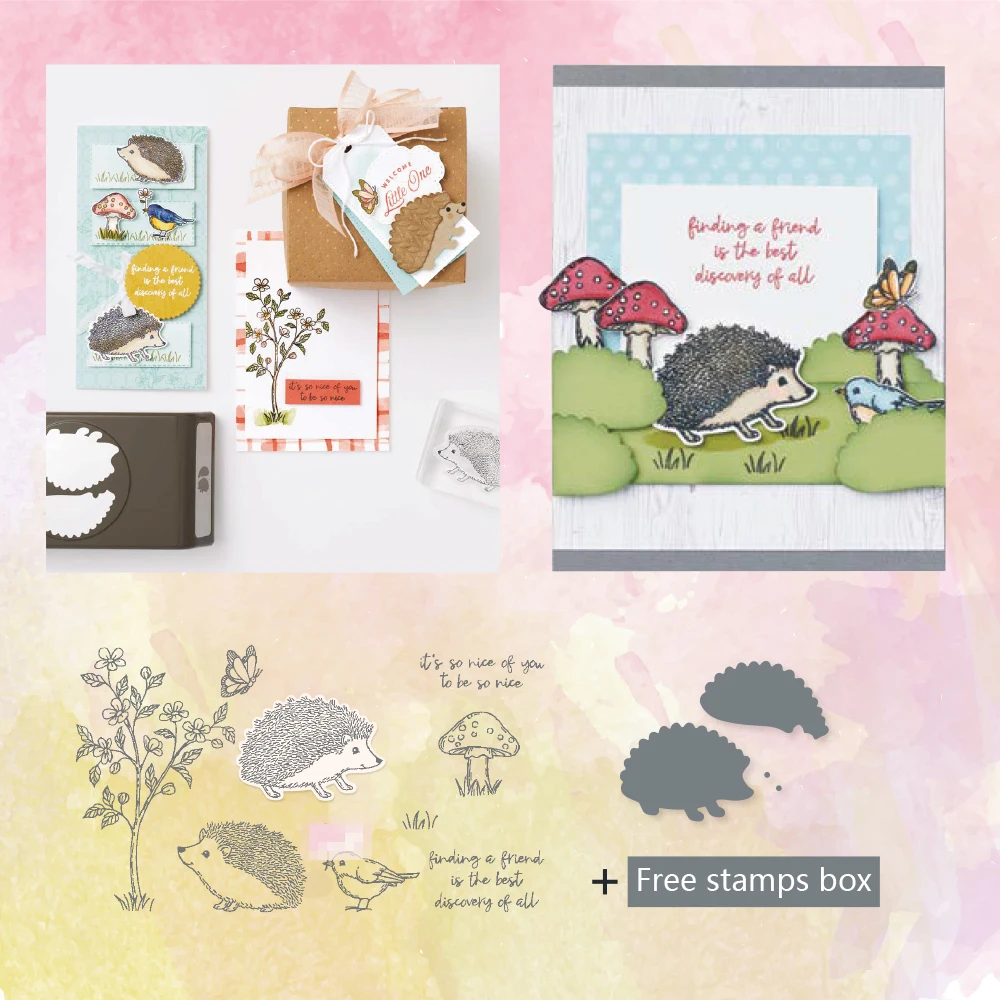

Hedgehog Bird Clear Stamps And Dies For Diy Cutting Dies Scrapbook Embossed Paper Card Decoration Photo Album Craft Cut Dies New