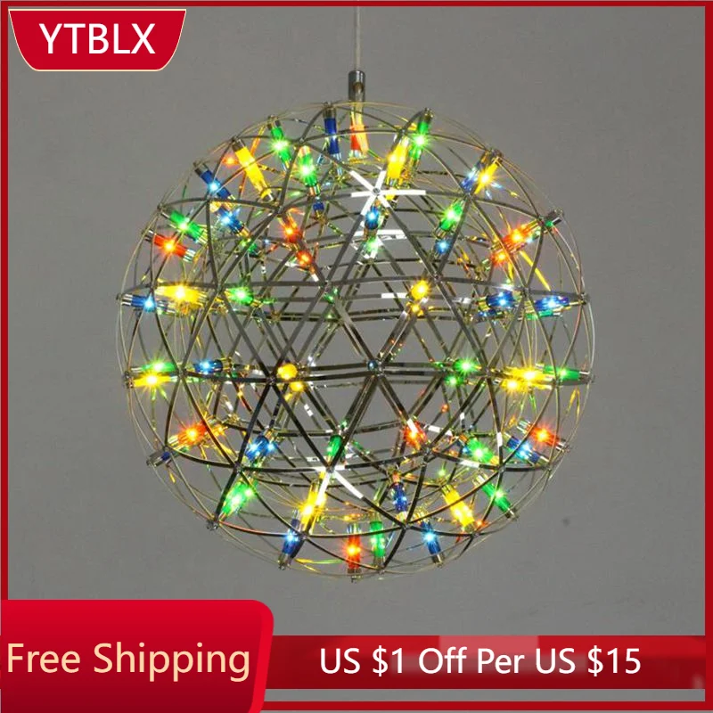 

LukLoy Modern Colored Sparkle Ball Chandelier Holiday Christmas Decoration Colored Lights Lamp Restaurant Decoration Lights