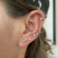 1piece 20g stainless steel colorful zircon earrings for women 2022 trendy jewelry piercing stud earring for teens ear bone cuffs