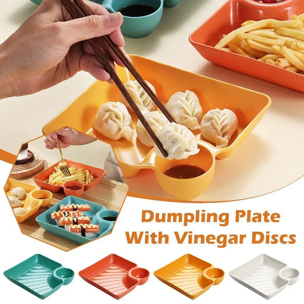 

Plastic Dumpling Plates With Sauce Compartment Square Serving Plates With Sauce Holder Serving Platter Tray For Party Chips X6o1