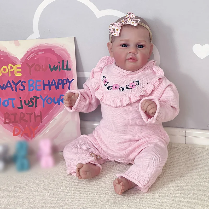 

52CM Newborn Baby Lifelike Reborn Awake Baby High Quality Genesis Hand Painted Doll with Visible Veins 3D Skin Cute Baby