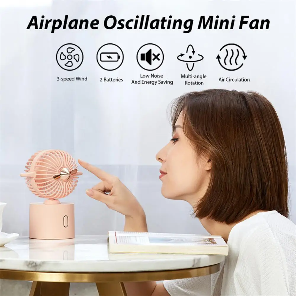 

Hand-held Small Fan Household Shaking Head Personal Mini Usb Home Supplies Small Fan Creative Aircraft Home Accessories Portable