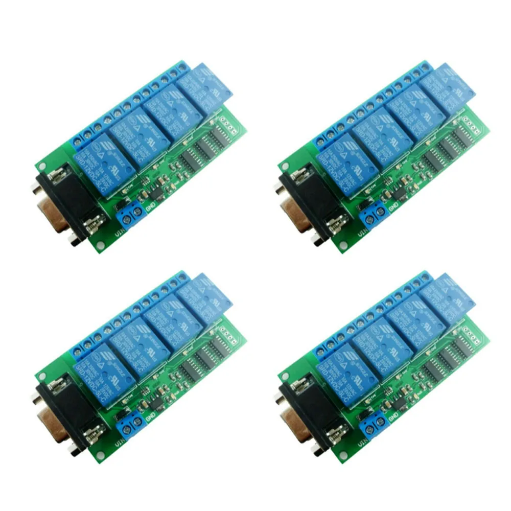 1/4 шт. релейная плата DC 12 В 4 канала RS232 PC USB UART DB9 дистанционный переключатель для умного дома гаража фермы двигателя
