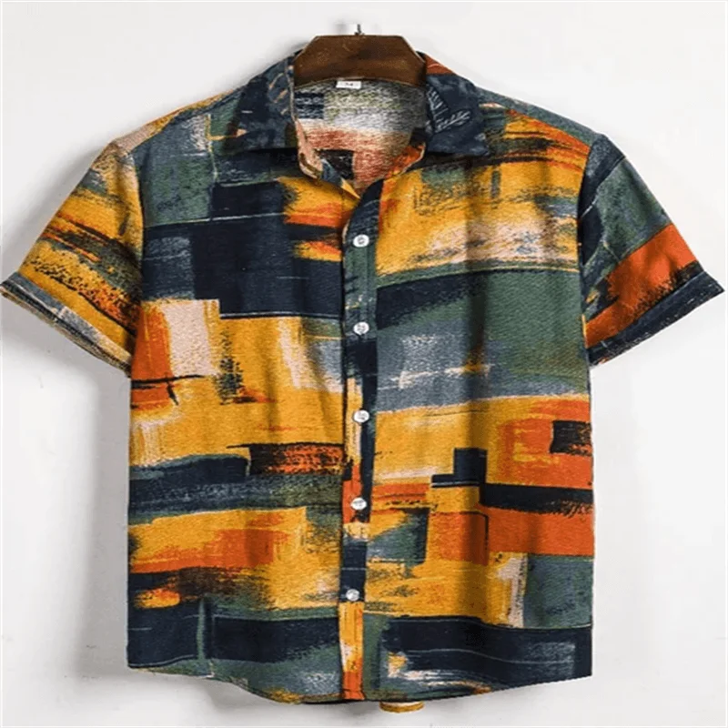 

Summer Men's Hawaiian Shirt Classic Vintage 3d Print Loose Casual Shirt Vintage Beach Lapel Shirt Fashion Large Clothing