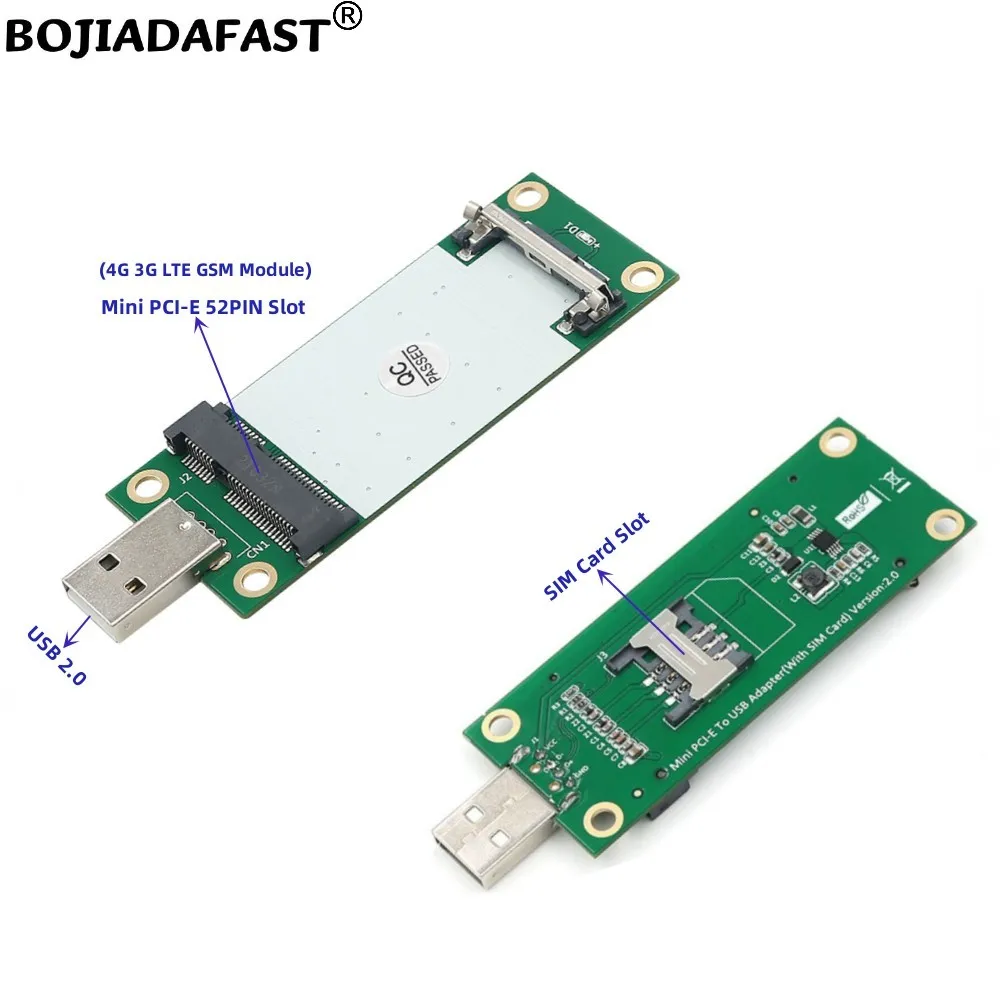 Mini PCIe PCI-E 52Pin to USB 2.0 Wireless Module Adapter Card SIM Slot For GSM 3G 4G LTE Modem