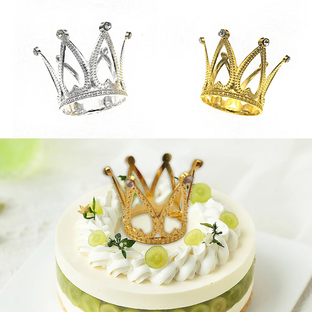 1pcs Pearl Crown Cake Decorative Small Tiaras Crystal Pearl Princess Cake Toppers Wedding Birthday Cake Decoration Ornaments