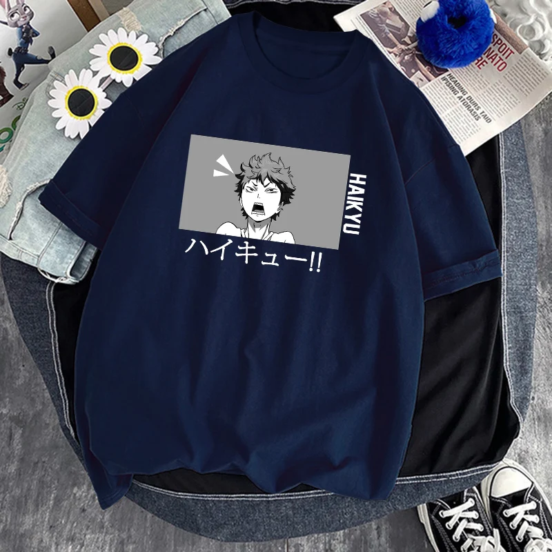 

Футболка Haikyuu Kotaru Bokuto с аниме женская, свободная черная рубашка с круглым вырезом и коротким рукавом, мягкая в стиле Харадзюку, большие разме...