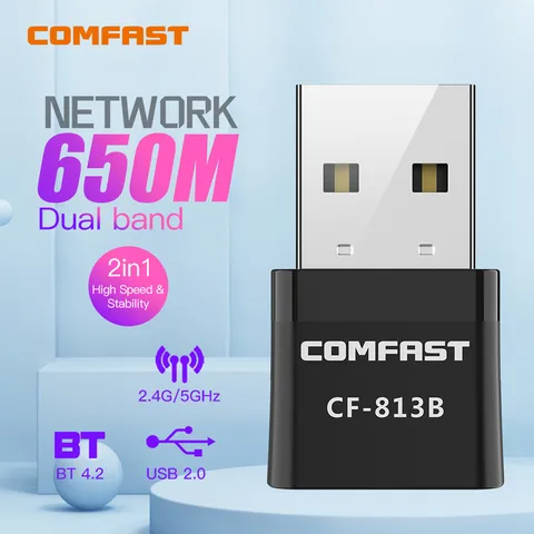 Comfast адаптер Wi-Fi Bluetooth 650 Мбит/с