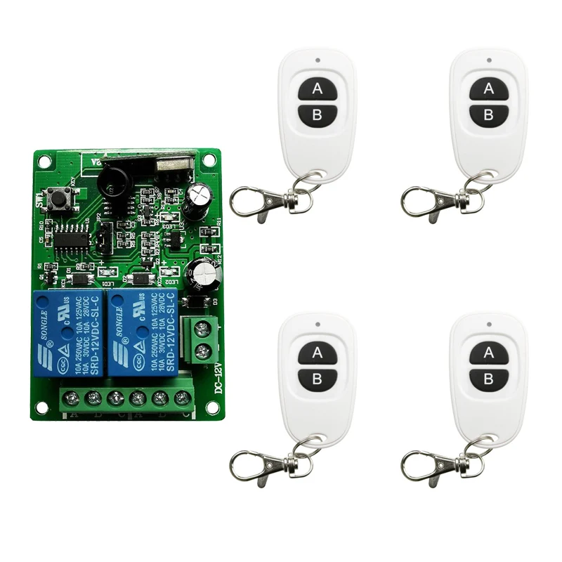

DC 12V 24V 2CH 433Mhz RF Wireless Relay Remote Control Switch Transmitter and Receiver Set