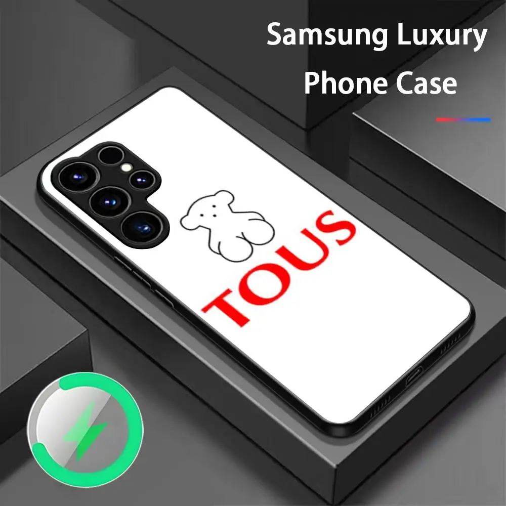 Фото Роскошный чехол для телефона с логотипом медведя для Samsung S26 S25 S24 S23 S22 S21 S20 Plus Ultra, стеклянный магнитный чехол T-Tou-SES №2