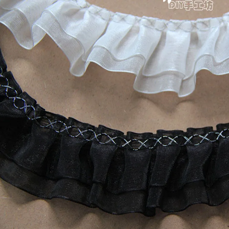 Двухслойная лента из органзы 4 см с кружевным краем для аксессуаров одежды