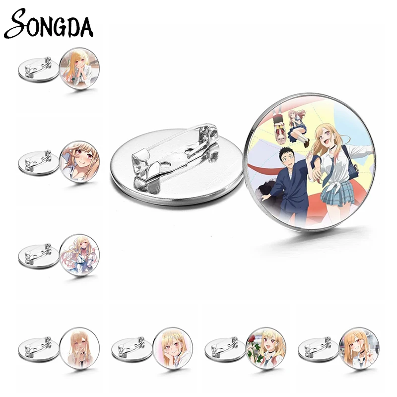

Anime My Dress Up Darling Brooch Badges Kitagawa Marin Kuroe Shizuku Cartoon Figures Lapel Pins Brooches Glass Otaku Jewelry New