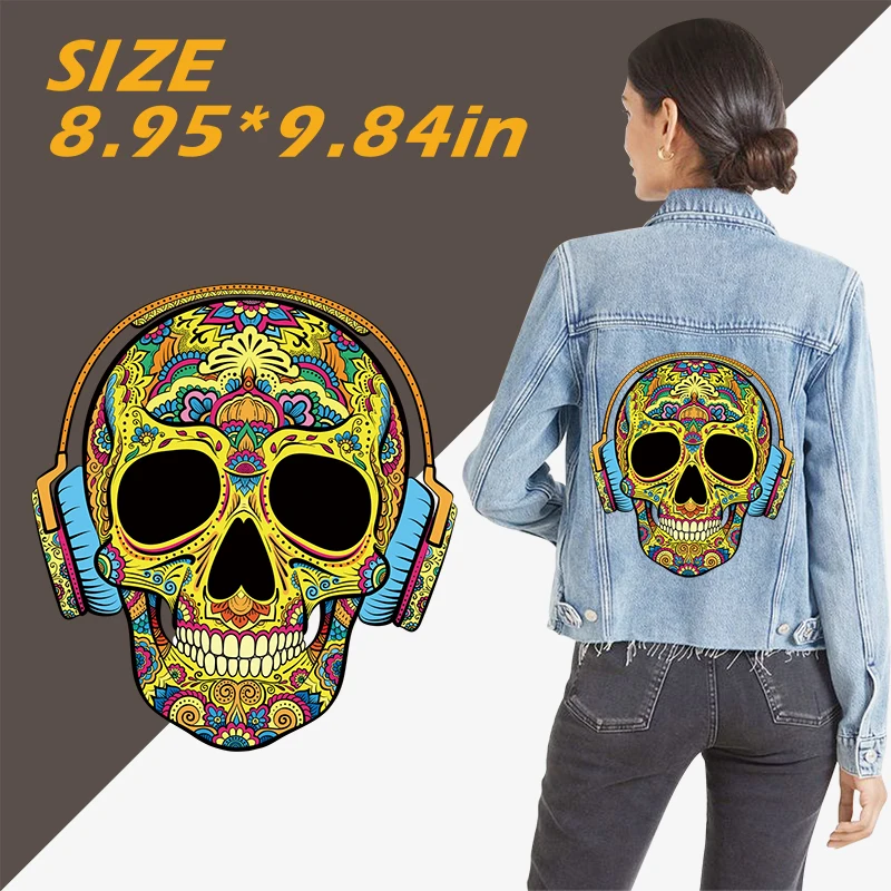 

Нашивки TuQiang с мексиканским черепом, нашивки с принтом на футболке, украшение одежды, аксессуары «сделай сам», моющиеся новые дизайнерские н...