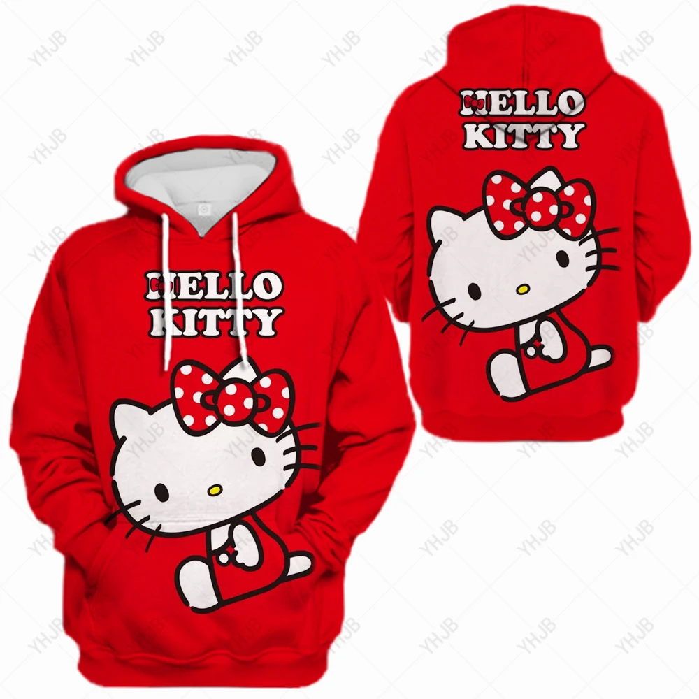 

Japanese Kawaii Clothes Hello Kitty Printed White Hoodies Spring Autumn Student Cartoon Print Loose Hoodie Sweatshirt Girl Tops