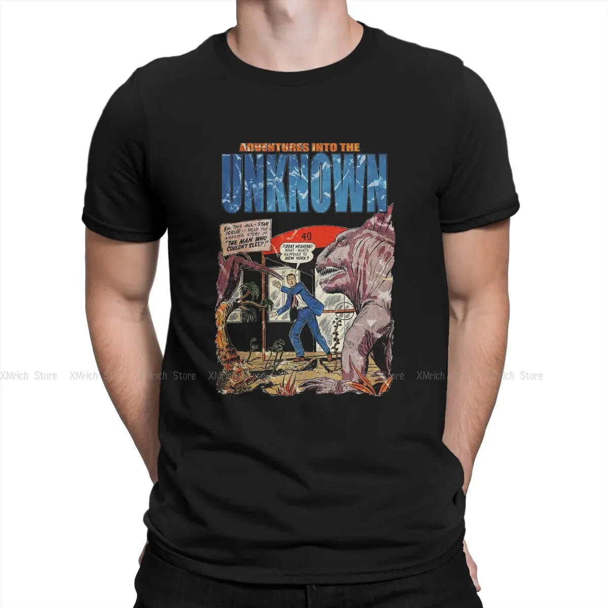 

In Manhattan Man's TShirt Book Dinosaurs Tall Wham Crewneck Short Sleeve 100% Cotton T Shirt Humor High Quality Gift Idea