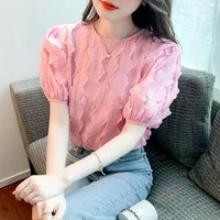coigarsam blouse women summer 2022 french style short sleeve chiffon puff sleeve blusas womens tops and blouses dropshipping
