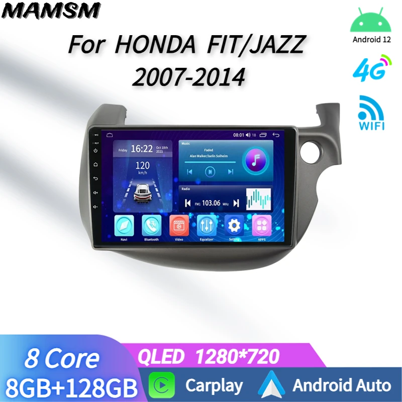 

2 DIN Head Unit Car Radio For HONDA FIT JAZZ 2007-2014 Carplay Android Auto Stereo Multimedia Player With Bluetooth Navigation
