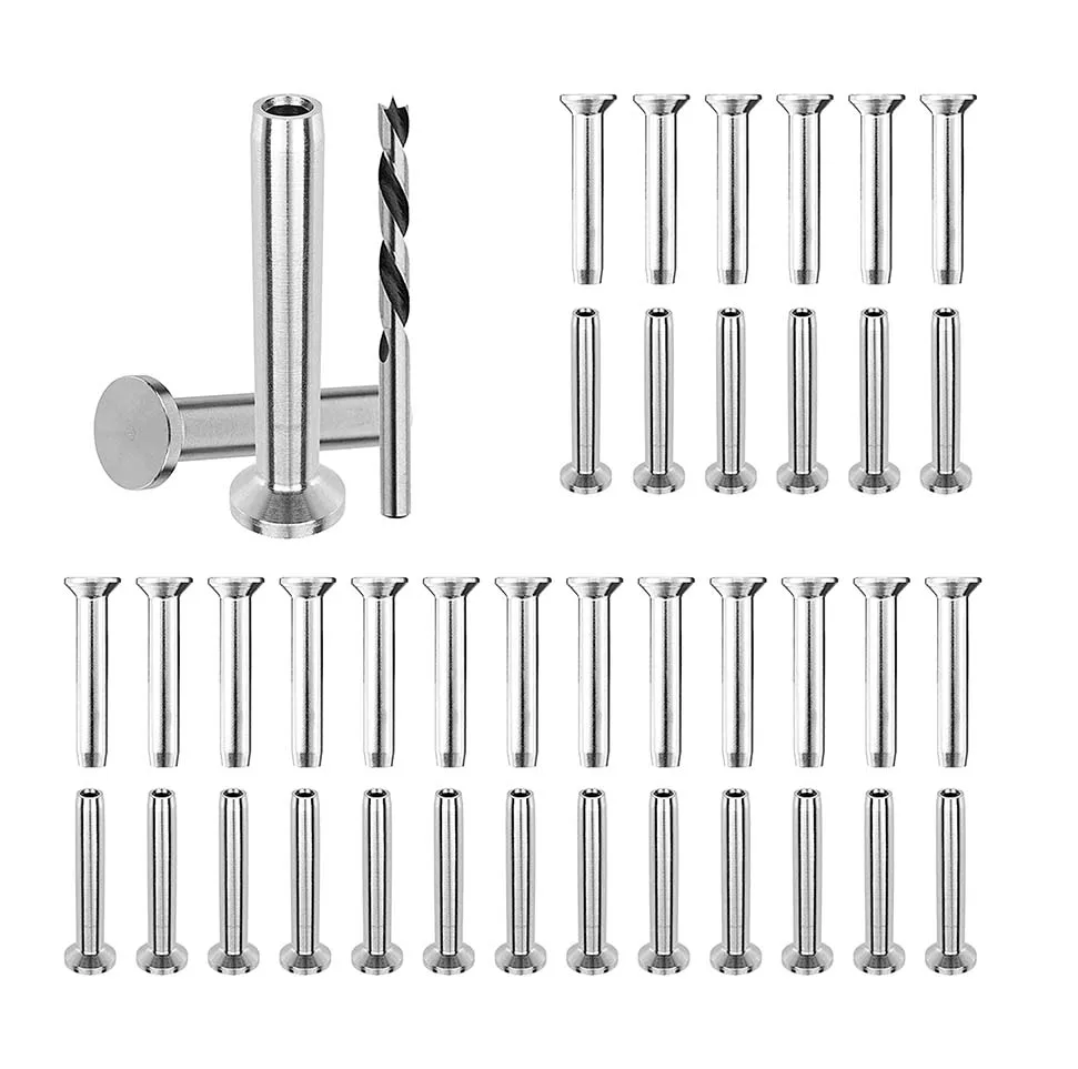 Cable Railing Kit,Flat Head Swage Stemballs - Cable Railing Hardware 1/8