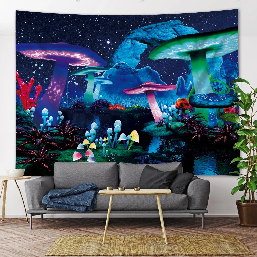 ł grzyb psychodeliczna scena Mandala Home Decor Art Tapestry Hippie Boho Pretty Room Wall Hanging
