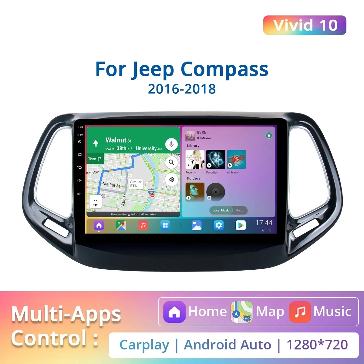 

Dasauta Car Radio for Jeep Compass 2016 2017 2018 Stereo Android 10 GPS Navigation 10.2' IPS Screen Carplay DSP 4G Head Unit