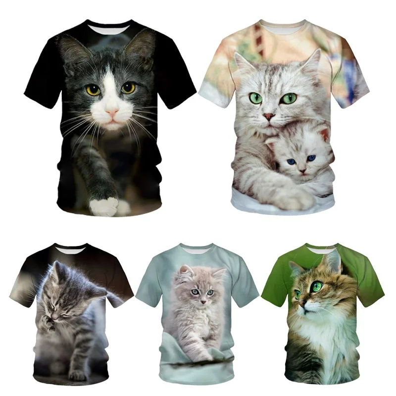 

3D Cat Harajuku Oversized Print T Shirt Men Women Short Sleeve T Shirt Casual Top XXS-6XL