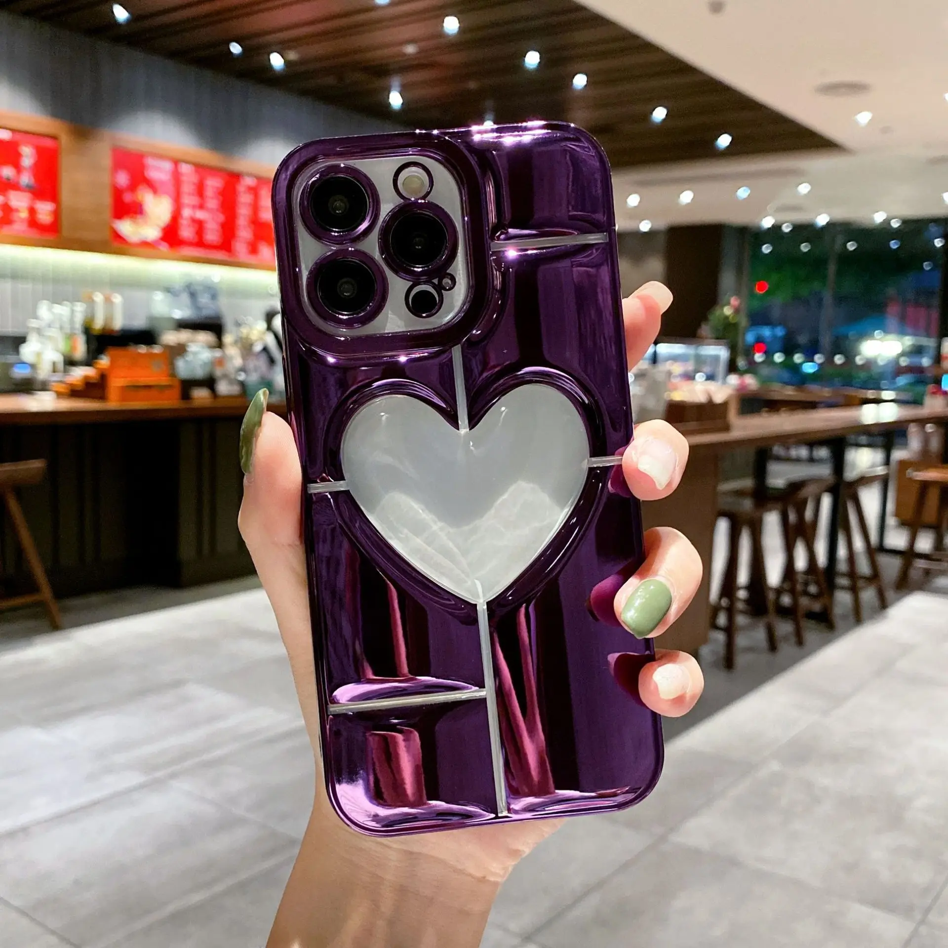 

The New Anti-drop Electroplating Hollow Heart Is Suitable for IPhone14promax Apple 13 Mobile Phone Case 12 Protective Cover