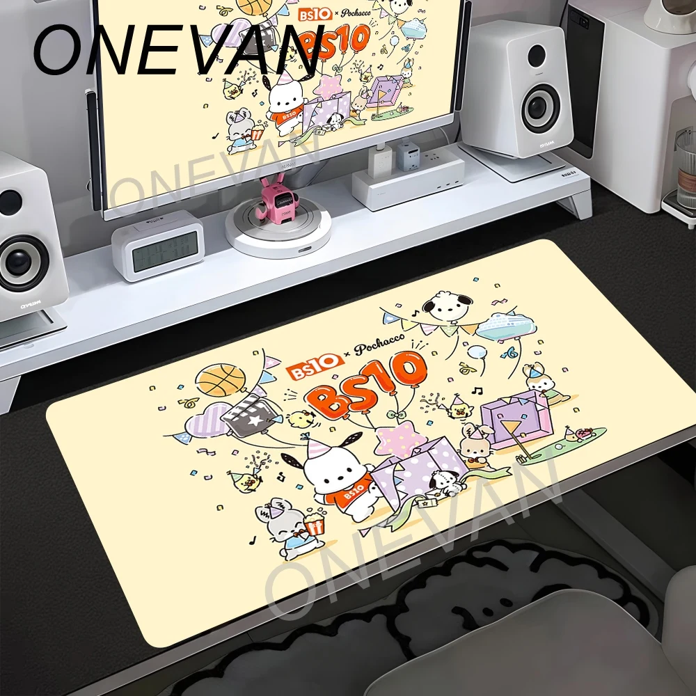 Фото Милый коврик для мыши Kawaii Pochacco Dog, большой, для компьютера, с фиксированным краем, нескользящий, XXL, для письма, мультяшный, для офисного стола №2