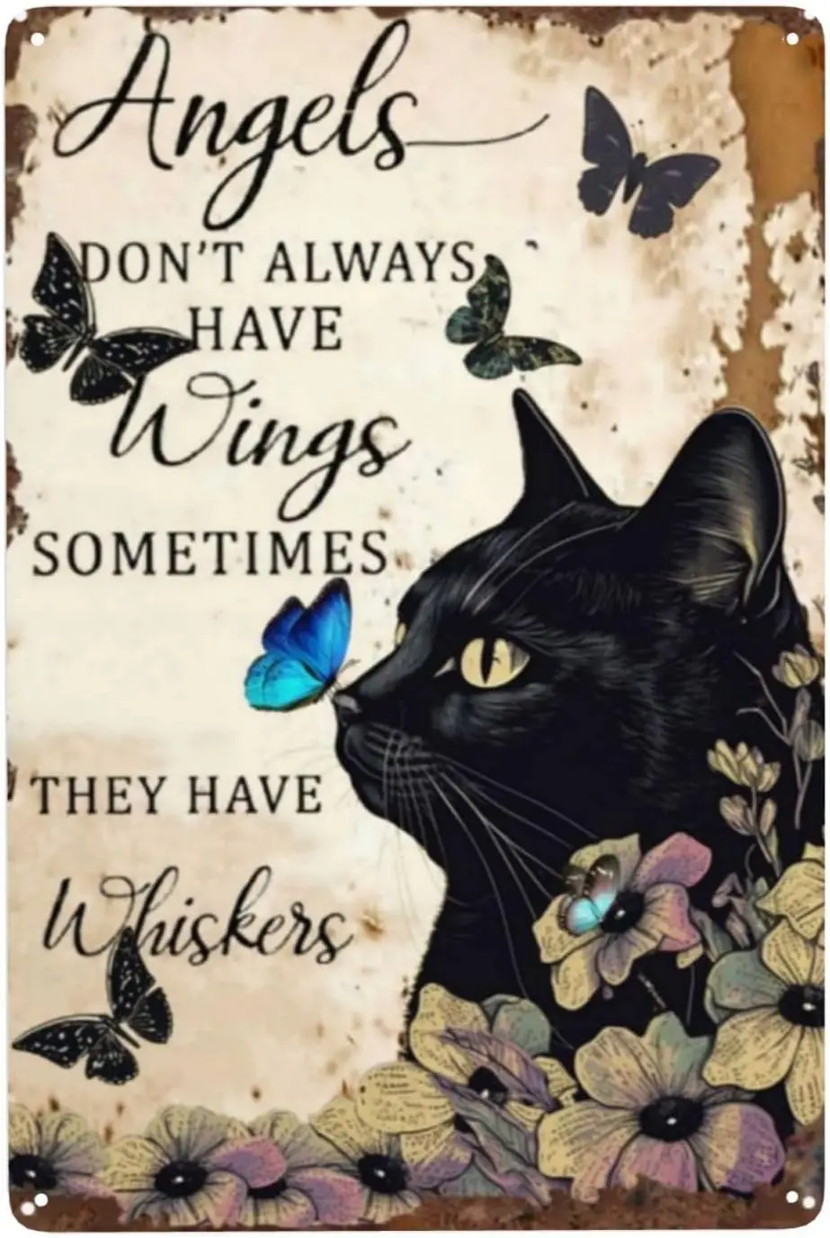 p1 ZHIQUN Жестяная вывеска с крыльями против усов - Настенное искусство в стиле бохо