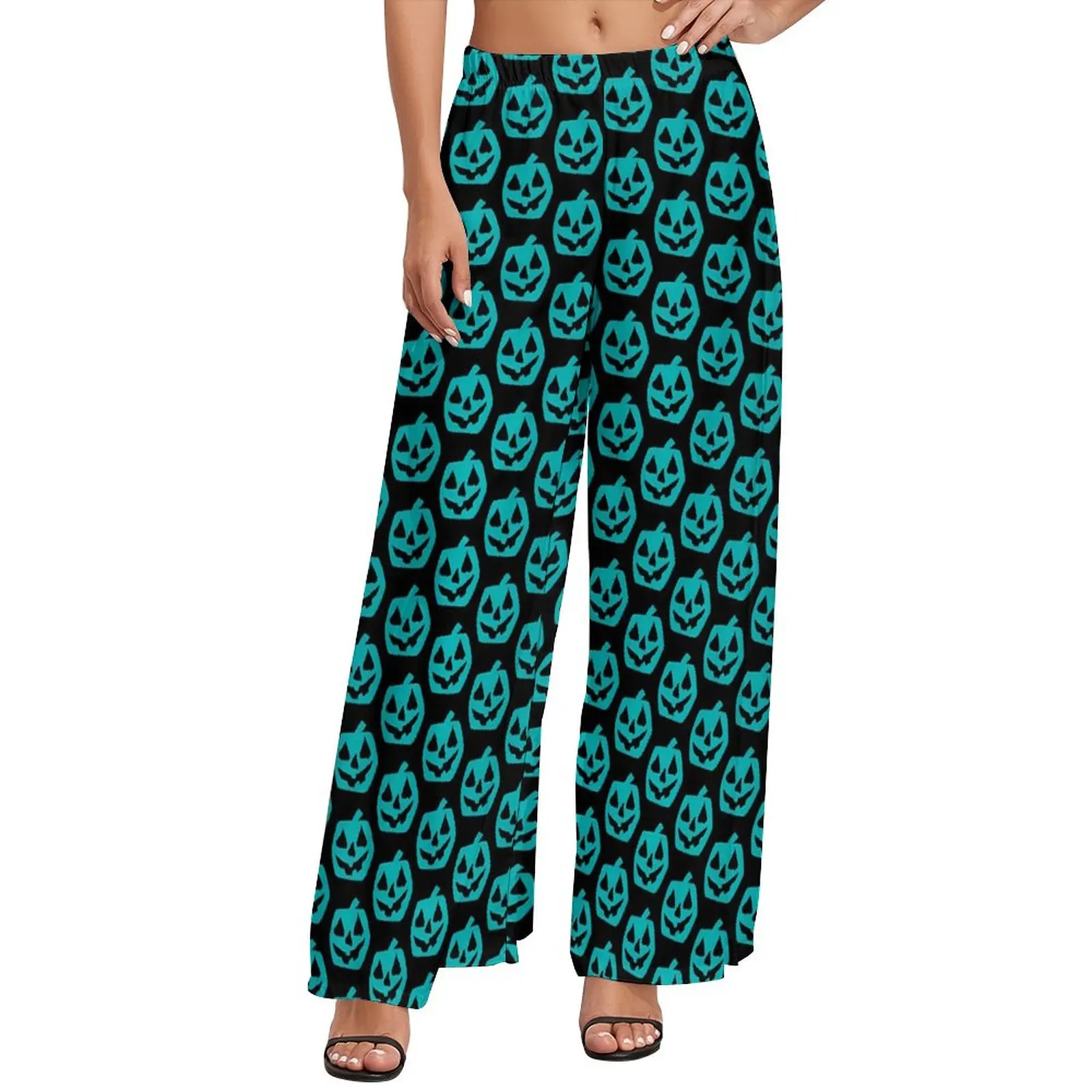 

Green Pumpkin Pants Female Halloween Pumpkins Streetwear Trousers High Waisted Home Wide Pants Gift Idea