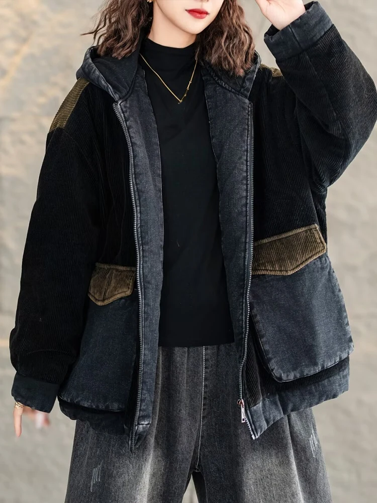 Max LuLu женские зимние вельветовые стеганые куртки джинсовые винтажные парки