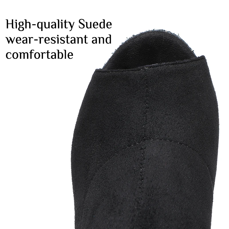 DKZSYIM Jazz Dance Boots Women Elastic Fabric Dancing Shoes Big Size High Heels Competition Black Latina Indoor Standard Boots