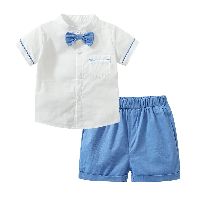 

Clibeso Spanish Baby Boy Clothes Set Children Summer Outfits White Cotton Shirts Blue Shorts Toddler Birthday Baptism Clothing