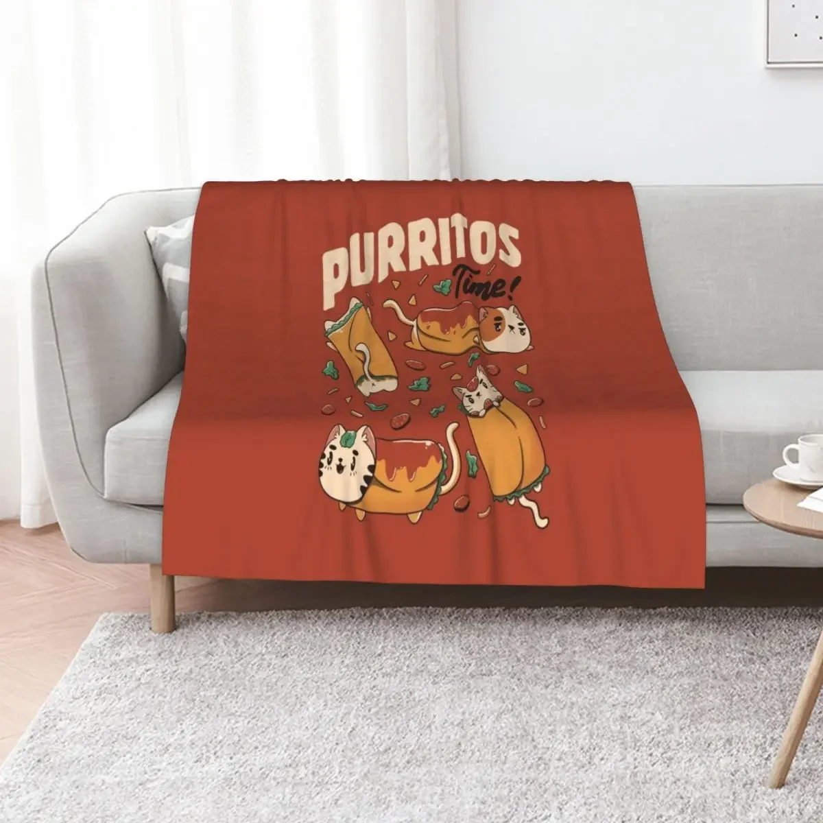 Фото Purritos Time Burrito Cat Забавная мексиканская еда от Tobe Fonseca Плед Одеяло Retros Фланелевая ткань Плед Плюшевые одеяла №1