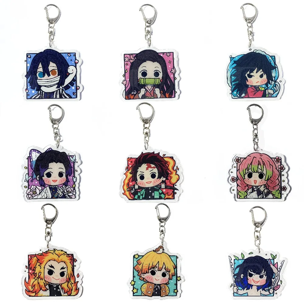 

Cute Cartoon Anime Demon Slayer Keychain Acrylic Kimetsu no Yaiba Blade of Ghost Keychains Key Cover Chain Keyring Jewelry Acces