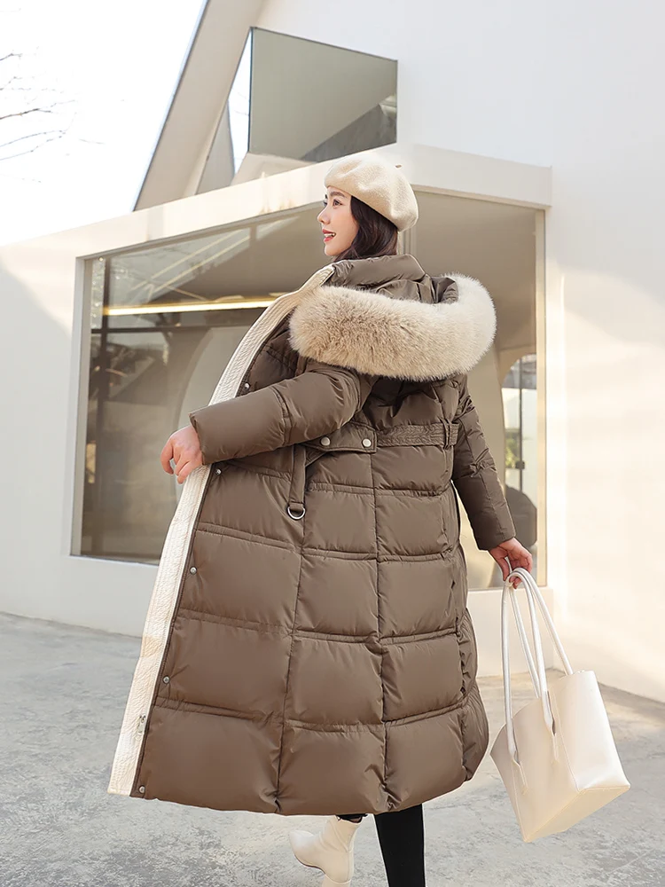 Parka Coat Extra Long Winter Jacket Women Hooded Pocket Zipper Female Lady Windbreaker Overcoat Casual Outwear Clothing Quilted