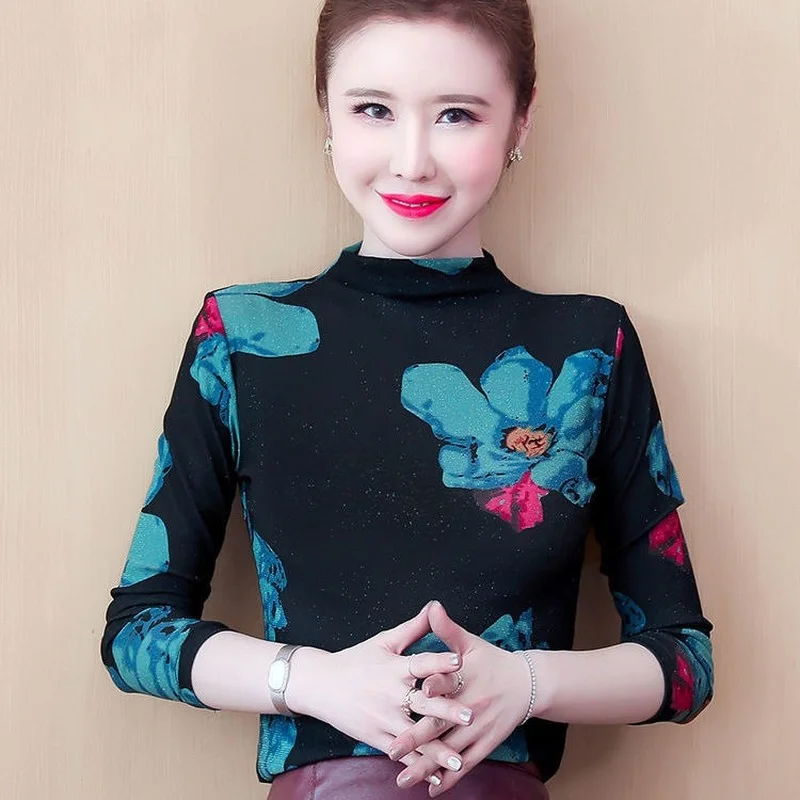 

fashion printed bottoming shirt for fall/winter 2021 women blouses women blouses women blouses women blouses