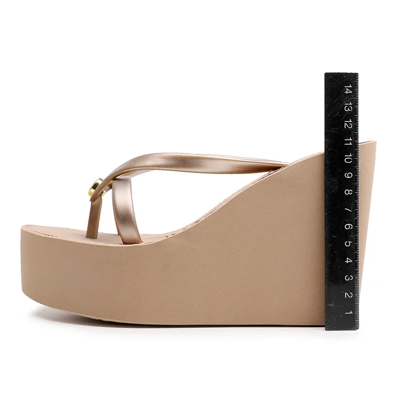 Новые тапочки Dames Zomer Sleehak 8-11 см Dke Zool Kromming Fit Boog Strand Vakantie Antislip Effen Kleur Clip Slippers