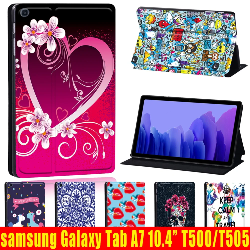 

Tablets Case for Samsung Galaxy Tab A7 10.4 Inch 2020 T500/T505 Bracket Leather Drop Protection Cover + Free Stylus