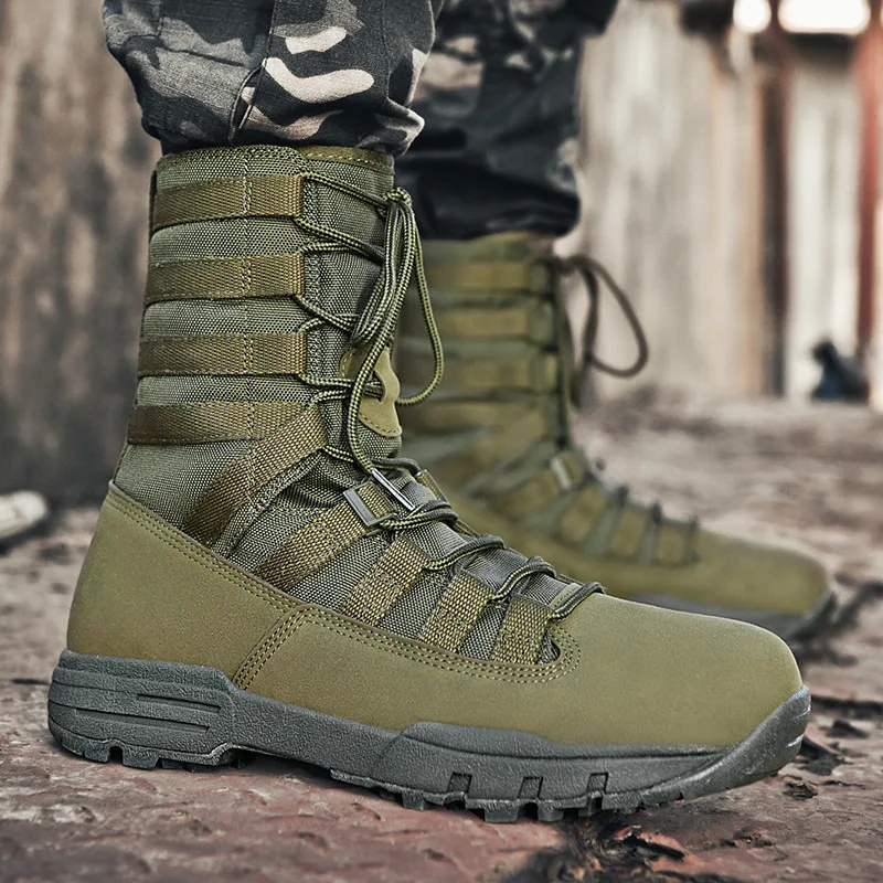 2023 New Winter Army Green Tactical Boots Military Men Lace Up Comfortable Hiking Boots Man Outdoor Non-slip Trekking Shoe Male