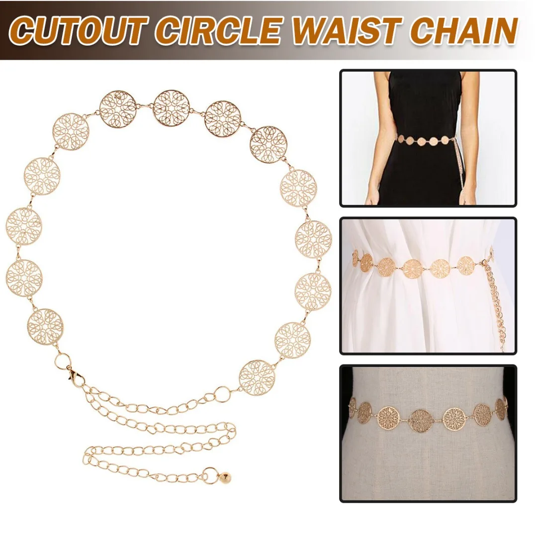 Women Fashion Belt Vintage Waistband Metal Waist Chain Belts Gold Color Tassel Band Waist Chains