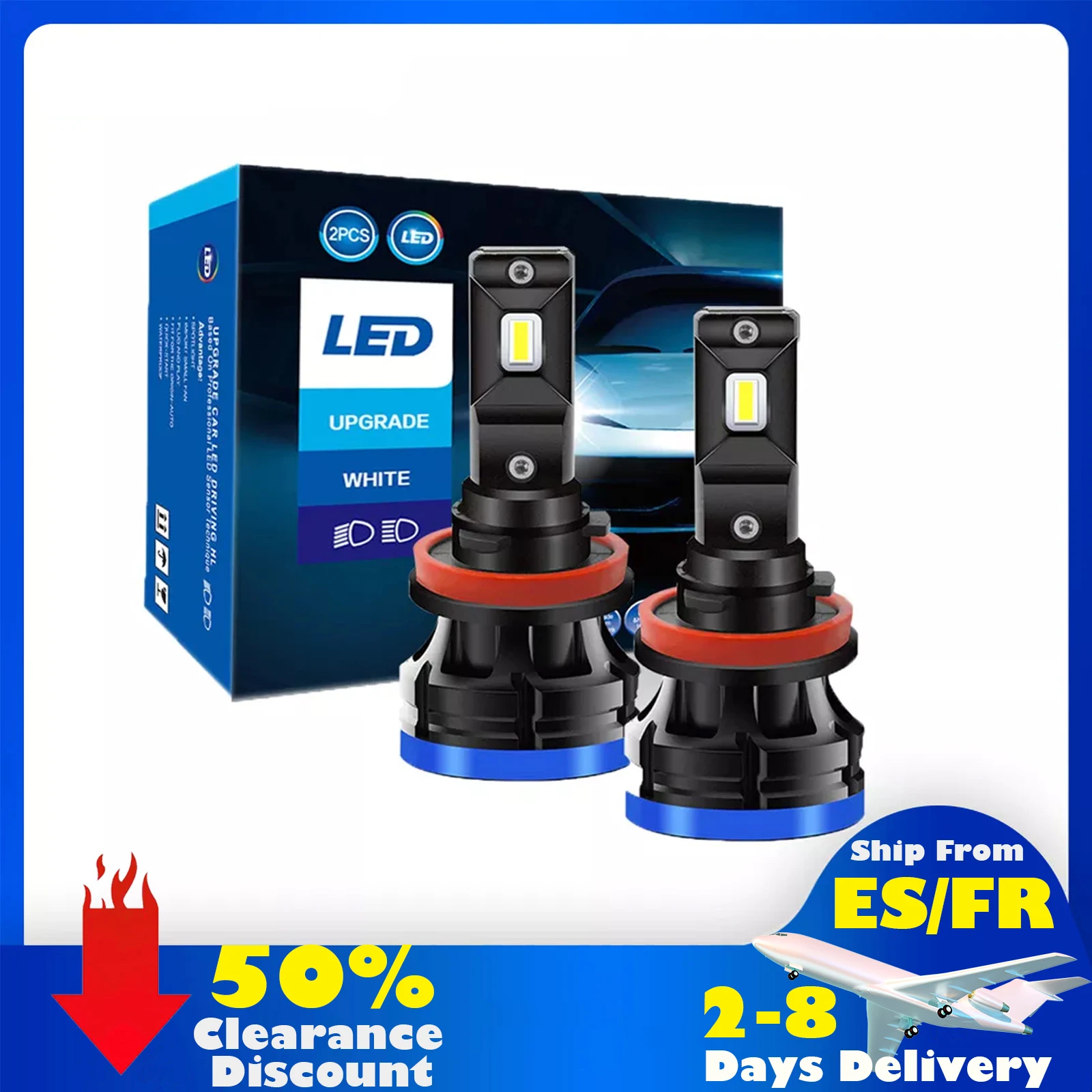 

ESSGOO Car Led Headlight H11 LED Car Light Auto Turbo Lamp 16000LM 6500K Headlight Bulbs Low High Beam Car Fog Lights