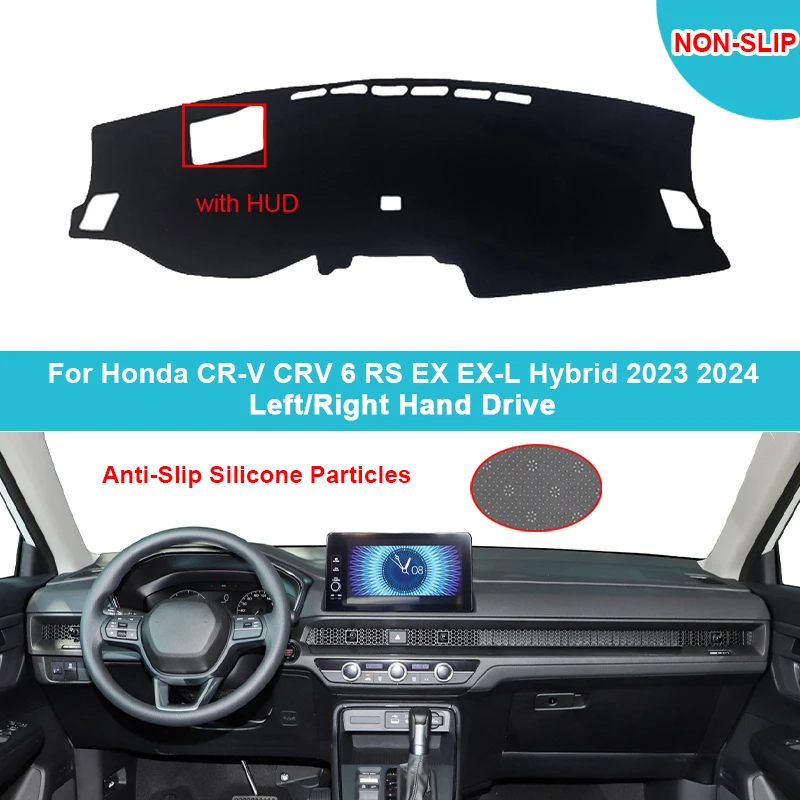

Car Dashboard Cover DashMat For Honda CR-V CRV 6 RS EX EX-L Hybrid 2023 2024 Suede Flannel Polyester Carpet Protector Sun Shade