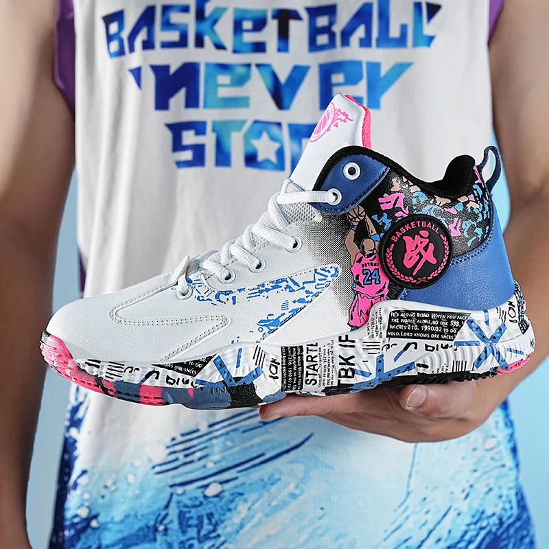 

Баскетбольная обувь для мужчин, высокие кроссовки на шнуровке, Мужская баскетбольная обувь в стиле ретро, мужские кроссовки, беговая Обувь ...