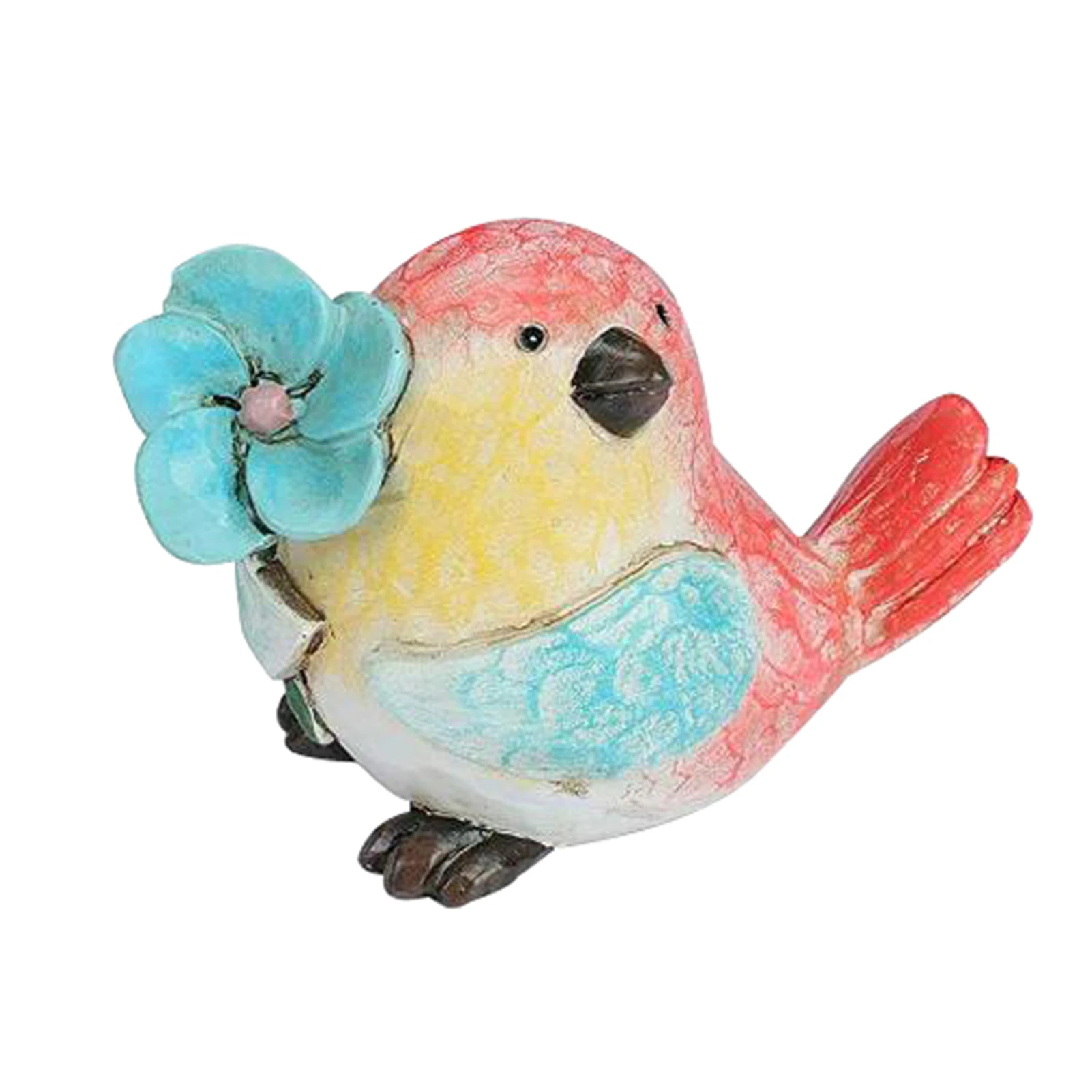 

Цветное украшение для газона, балкона, уличная Статуэтка с цветами, ручная роспись, Симпатичные фигурки для внутреннего двора, птицы, садова...