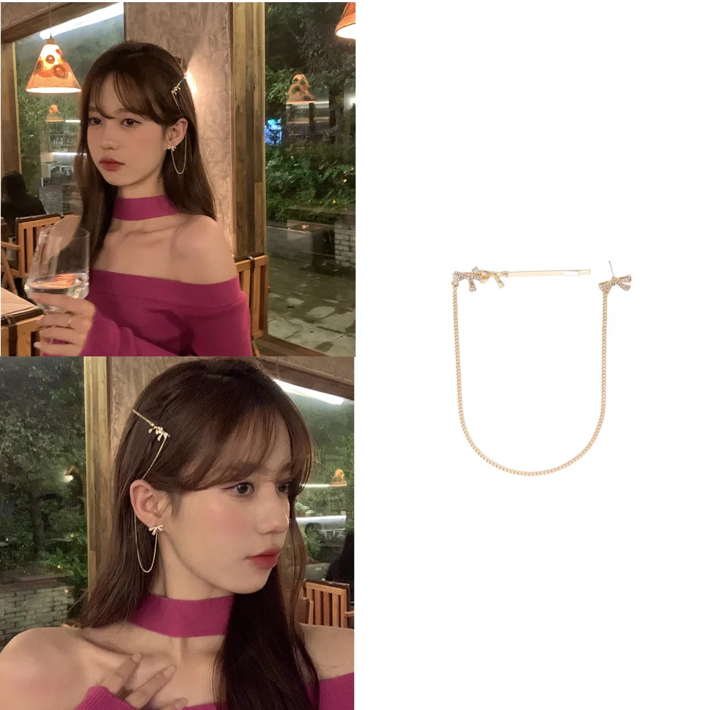 

1 шт. бант заколка для волос Серьги модные стразы бант заколка для волос элегантные милые серьги с кисточками подарок на день Святого Валент...