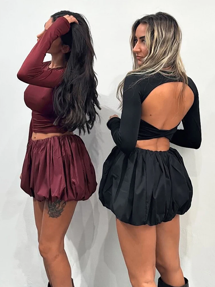 Fantoye сексуальная женская юбка с открытой спиной и круглым вырезом костюм длинным