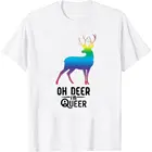 Забавная лгбт, гей-прайд футболка, I'm Queer, классные футболки с буквенным принтом, повседневная милая красочная футболка с коротким рукавом и рисунком оленя